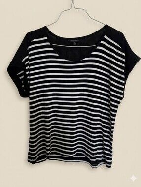 Striped Black and White Women’s Scoop Neck Top